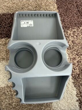 Gray Car Console Organizer Tray with Dual Cup Holders